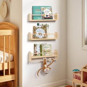 Wooden Wall-Mounted Bookshelf